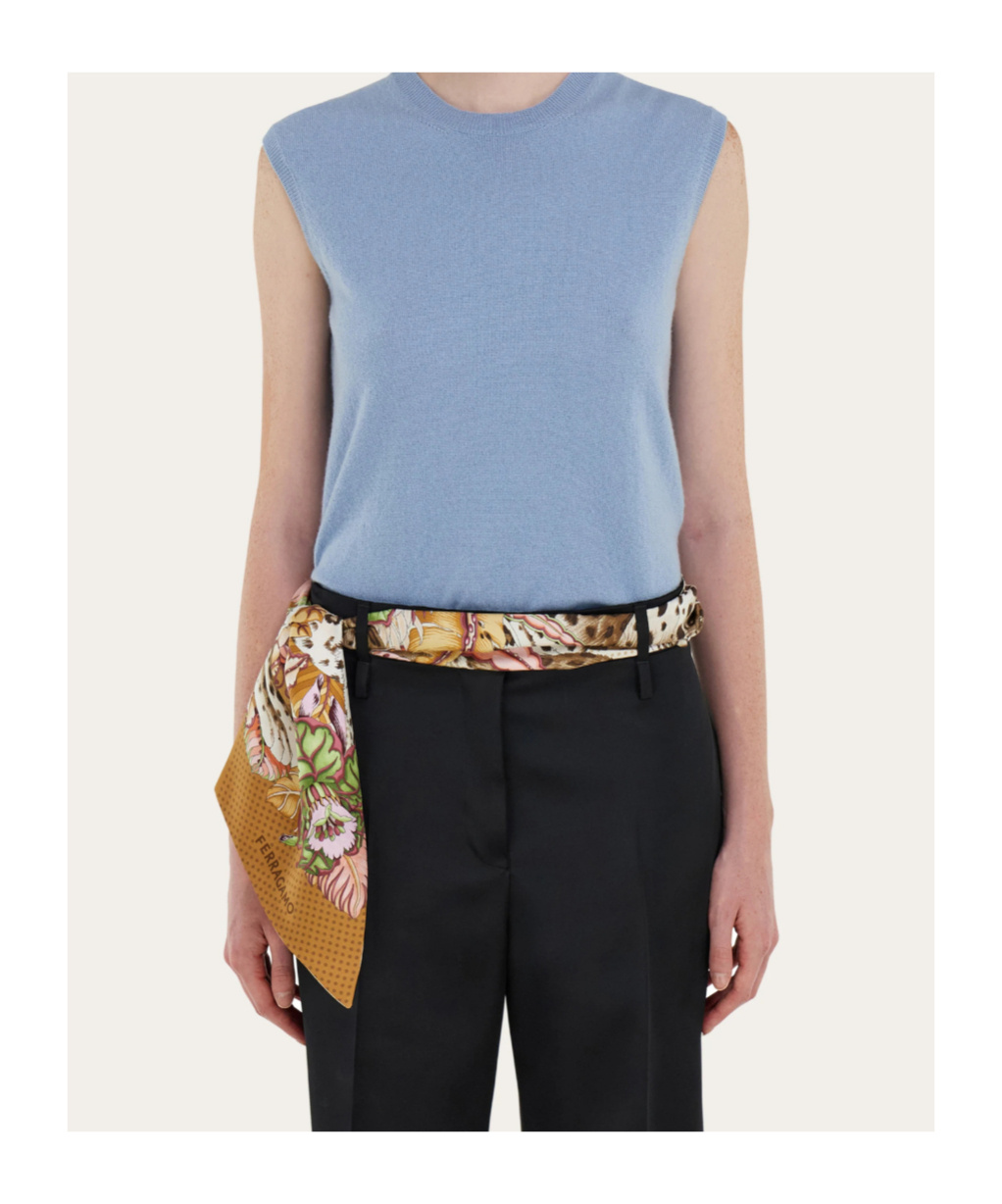 Ferragamo Cheetah Print Silk Bandeau In Multi