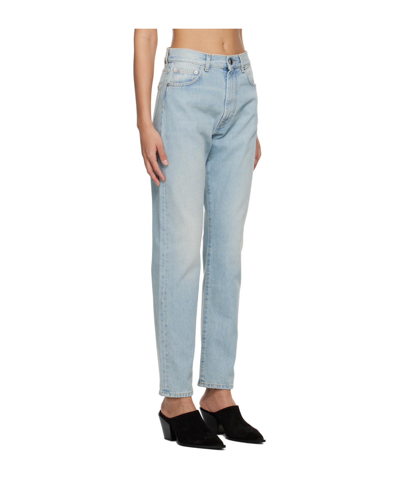 Shop Loulou Studio Classic Wular Denim Jeans In Gray