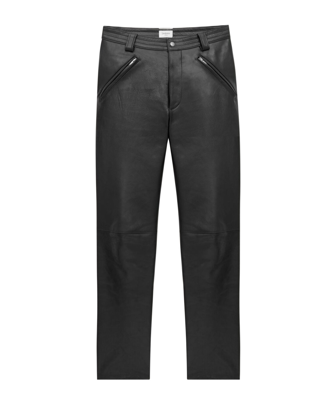 Saint Laurent Belted Pants In Grained Leather In Black