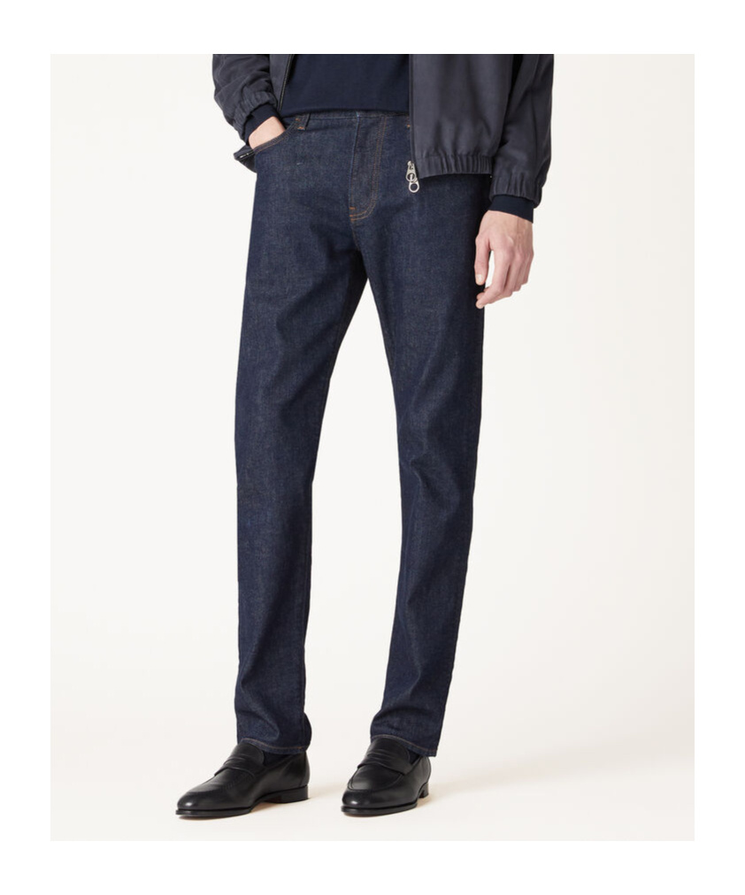 Loro Piana Belt-loop Jeans In Deep Lagoon Color