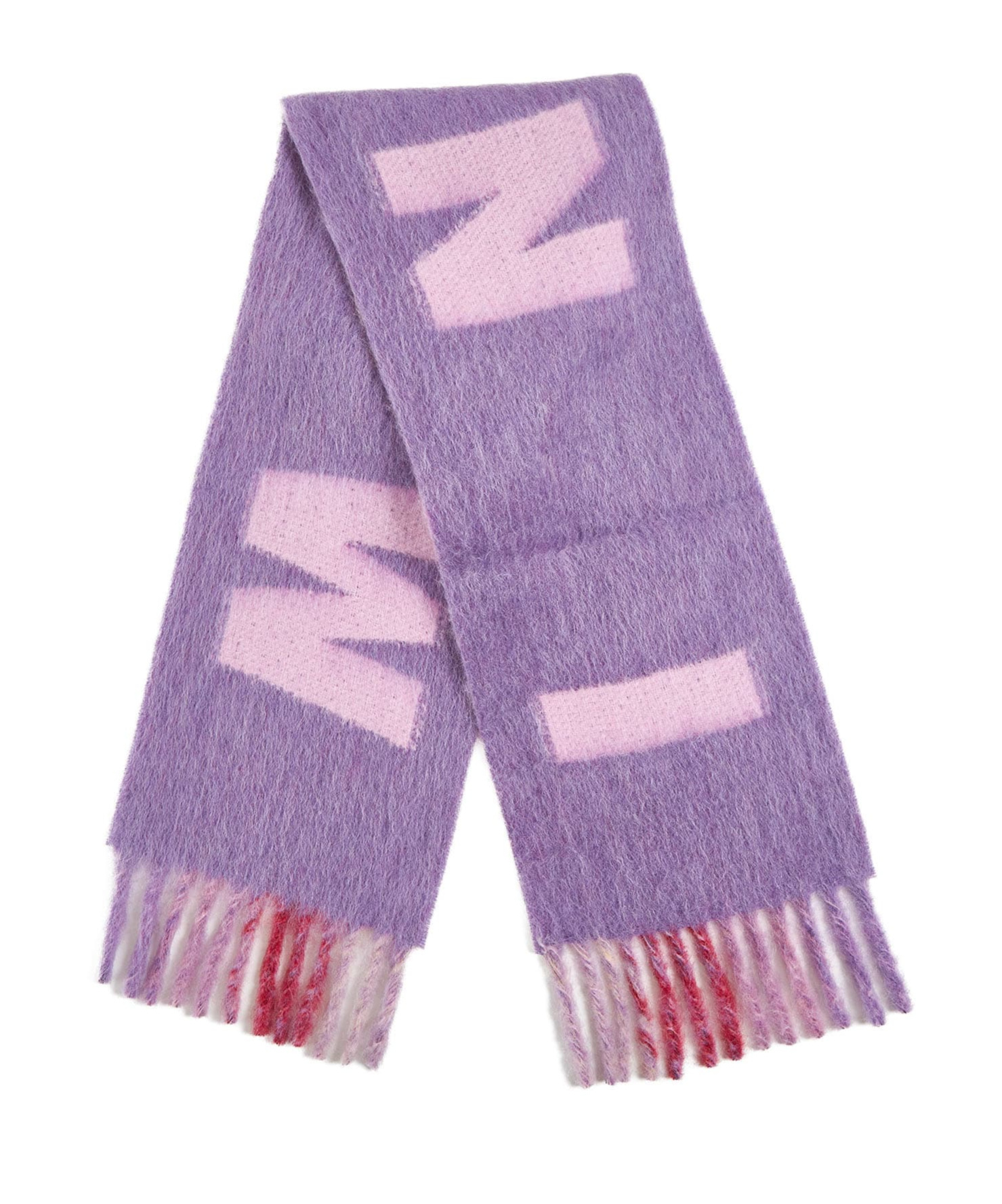 Marni Logo Wool-blend Scarf In Purple