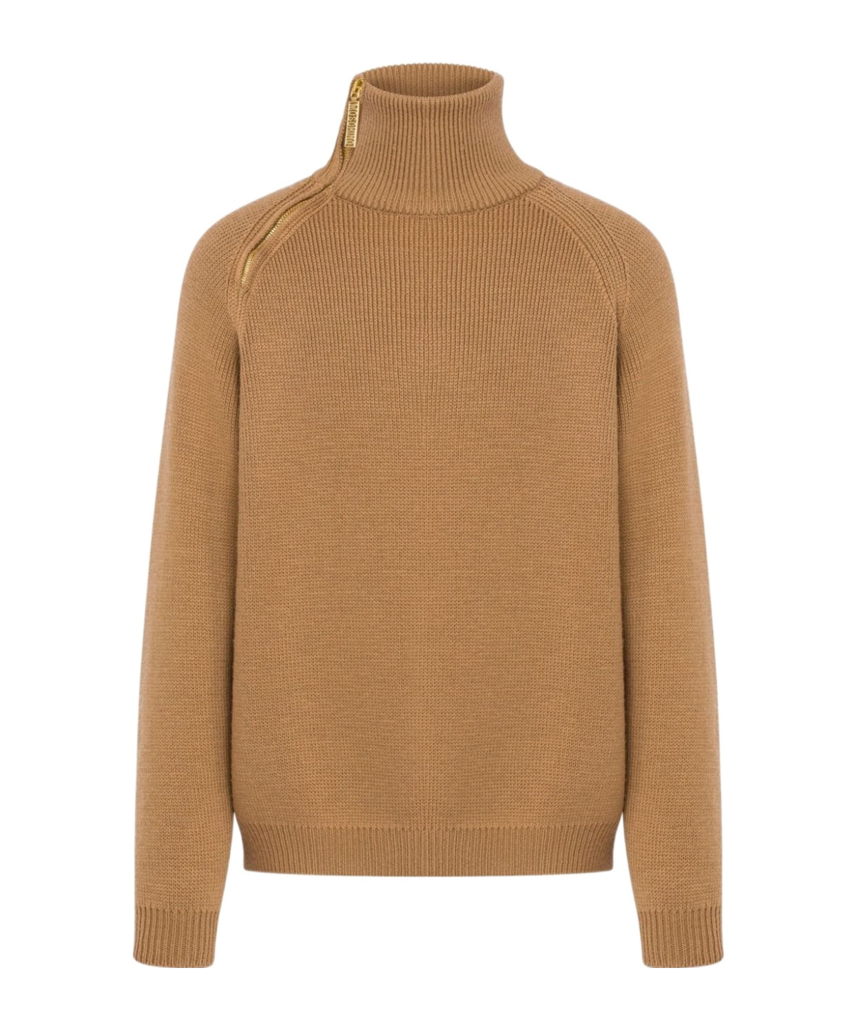 Moschino Side-zip Virgin Wool Jumper In Brown