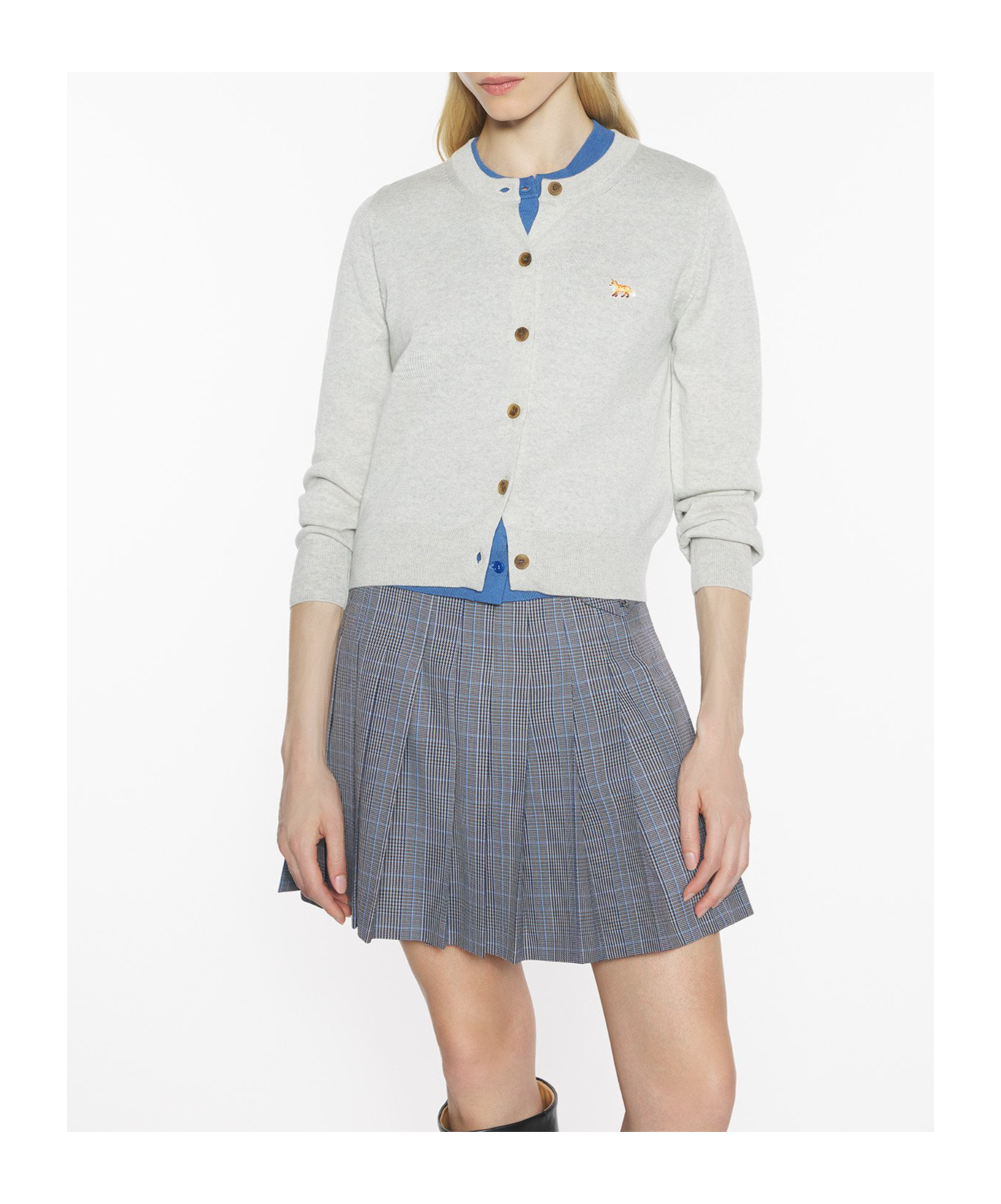 Maison Kitsuné Gray Bold Fox Head Cardigan In Gray