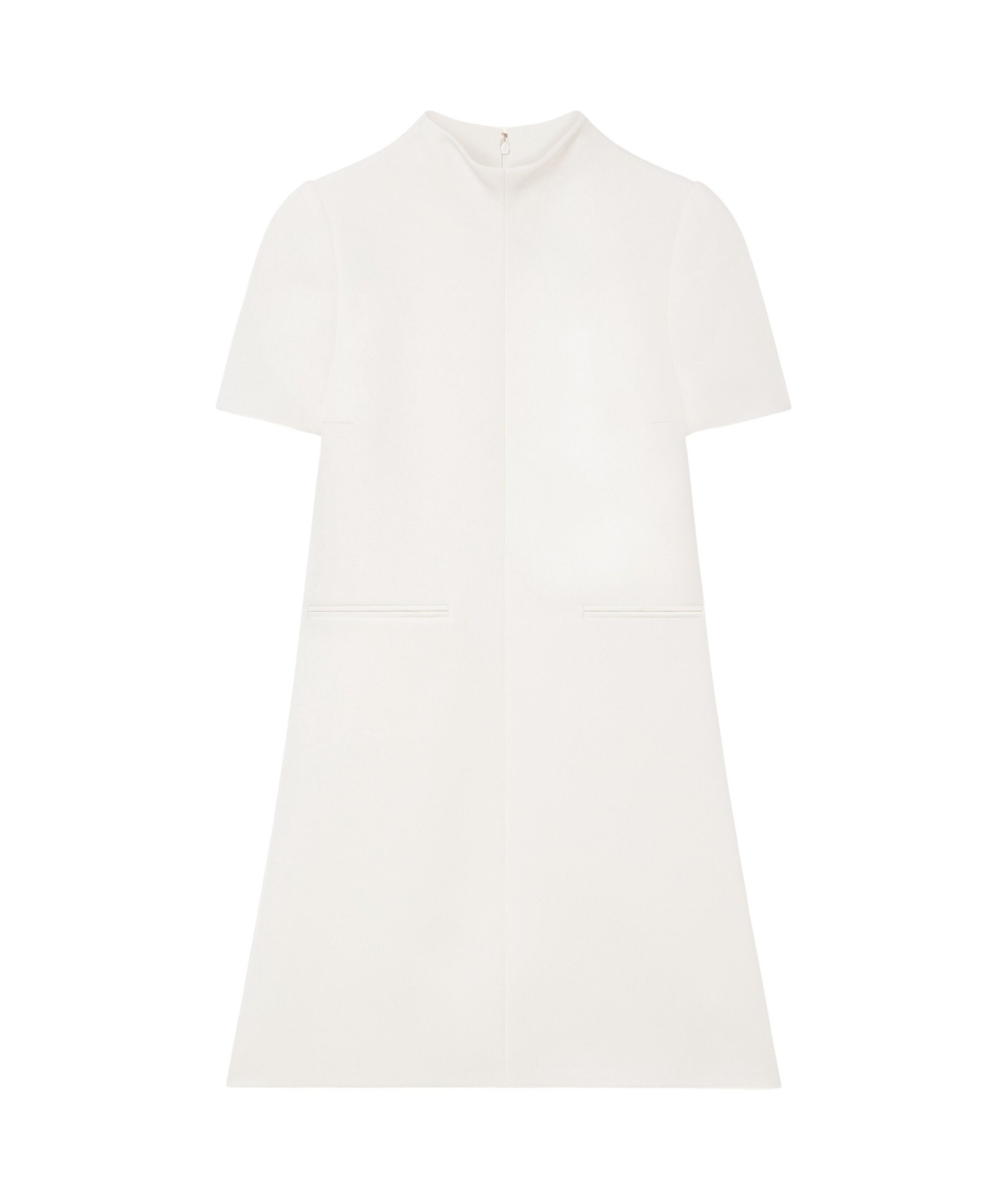 Shop Courrèges Twill A-line Mock-neck Mini Dress In White