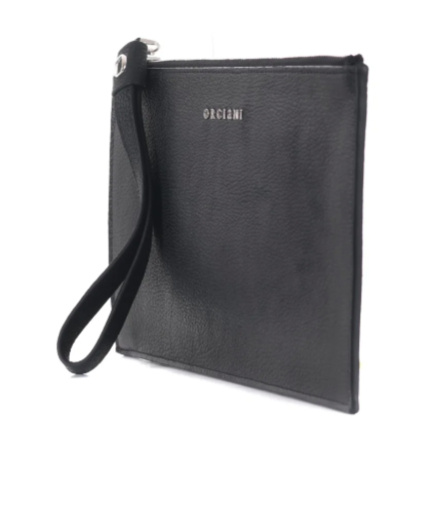 Shop Orciani Logo-lettering Leather Clutch Bag In Black