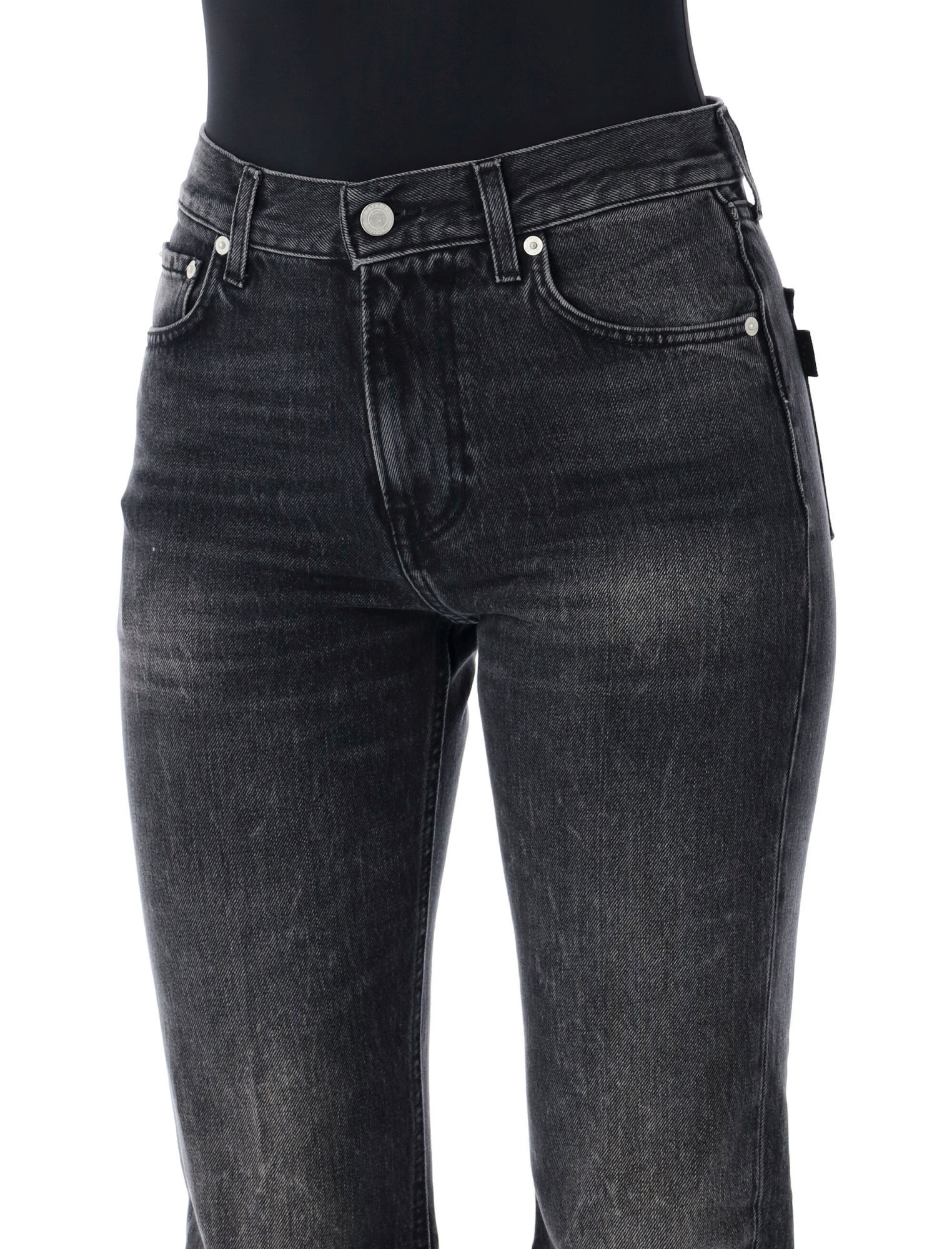 Haikure Denim Trousers With Belt Loops In Black