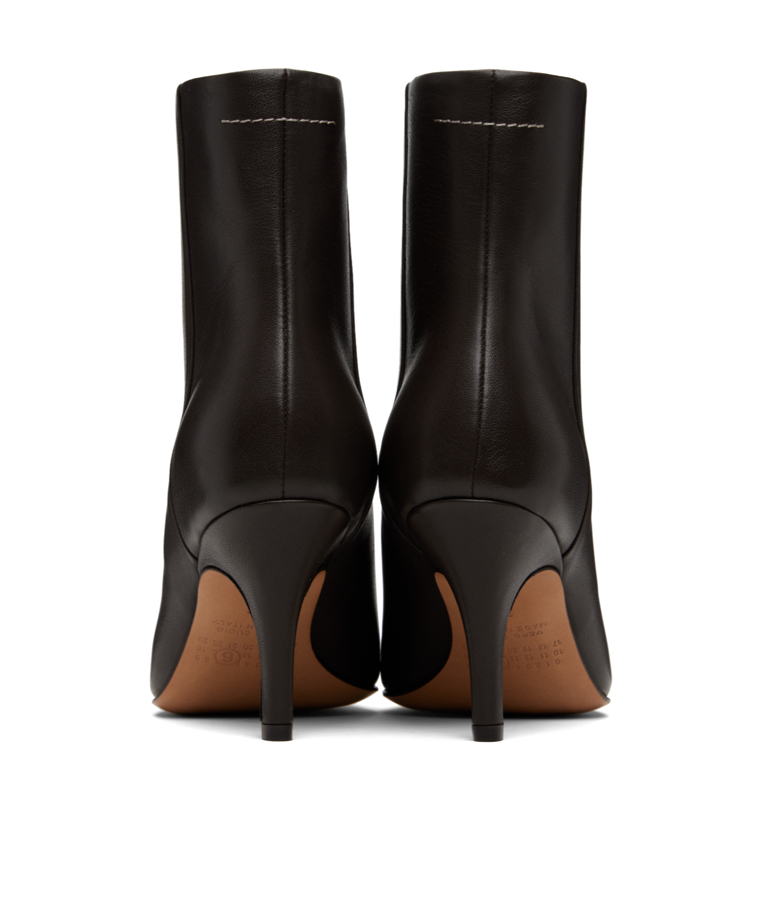 Mm6 Maison Margiela Pointed-toe Leather Ankle Boots In Brown