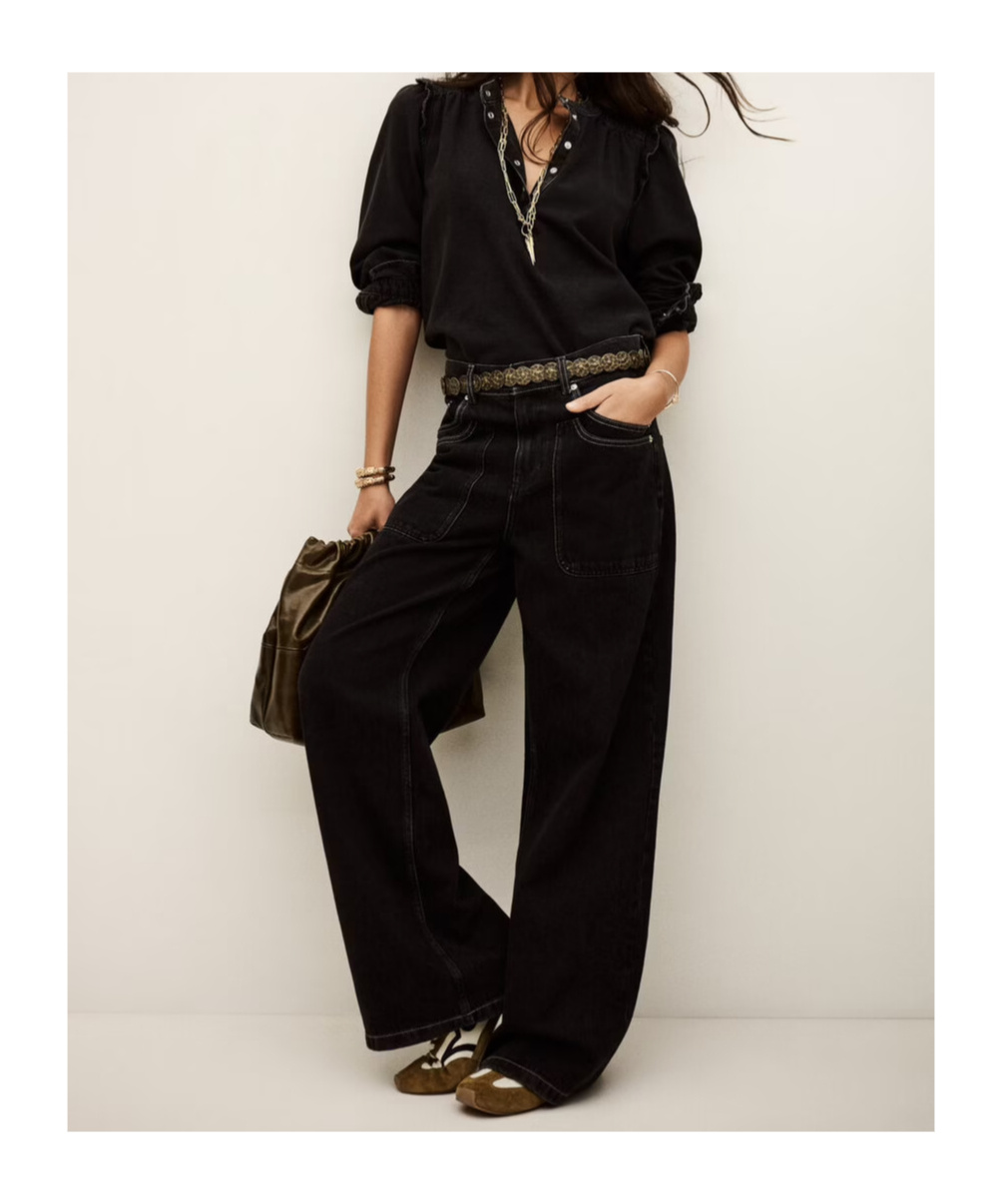 Bash Ruffled Long-sleeved Blouse In Black
