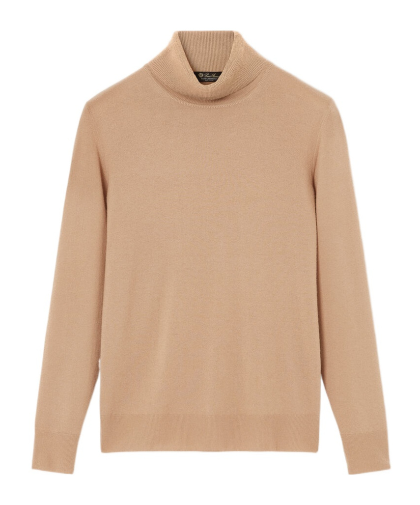 Loro Piana Turtleneck Ribbed-cuff Sweater In Brown