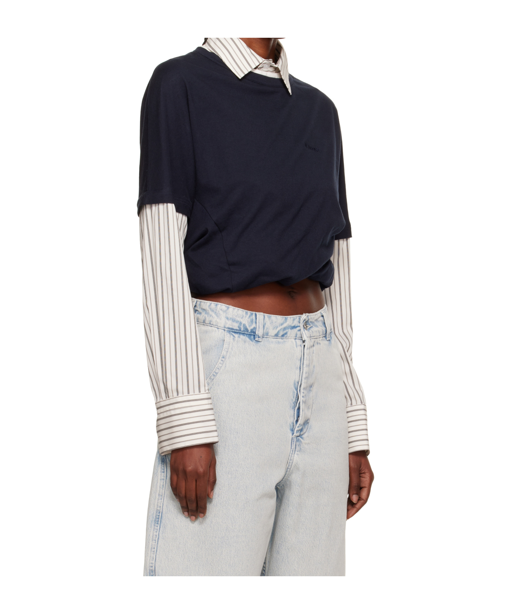 We11 Done Navy Layered Twist Top In Blue