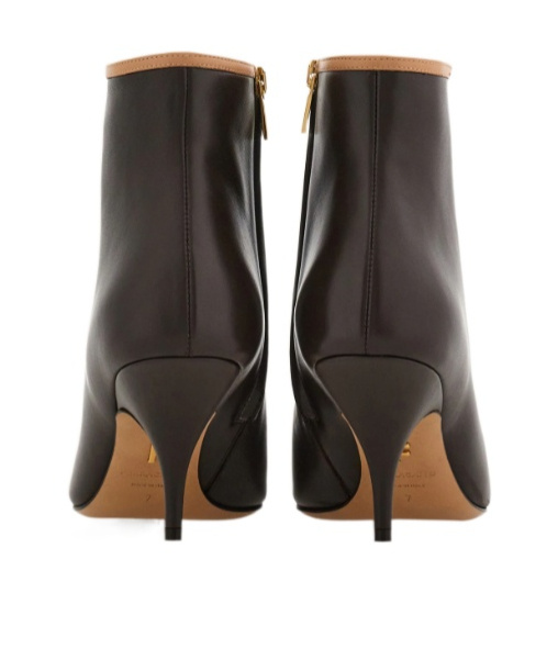 Ferragamo Pointed Ankle Boot With Mini Bow Detail In Brown