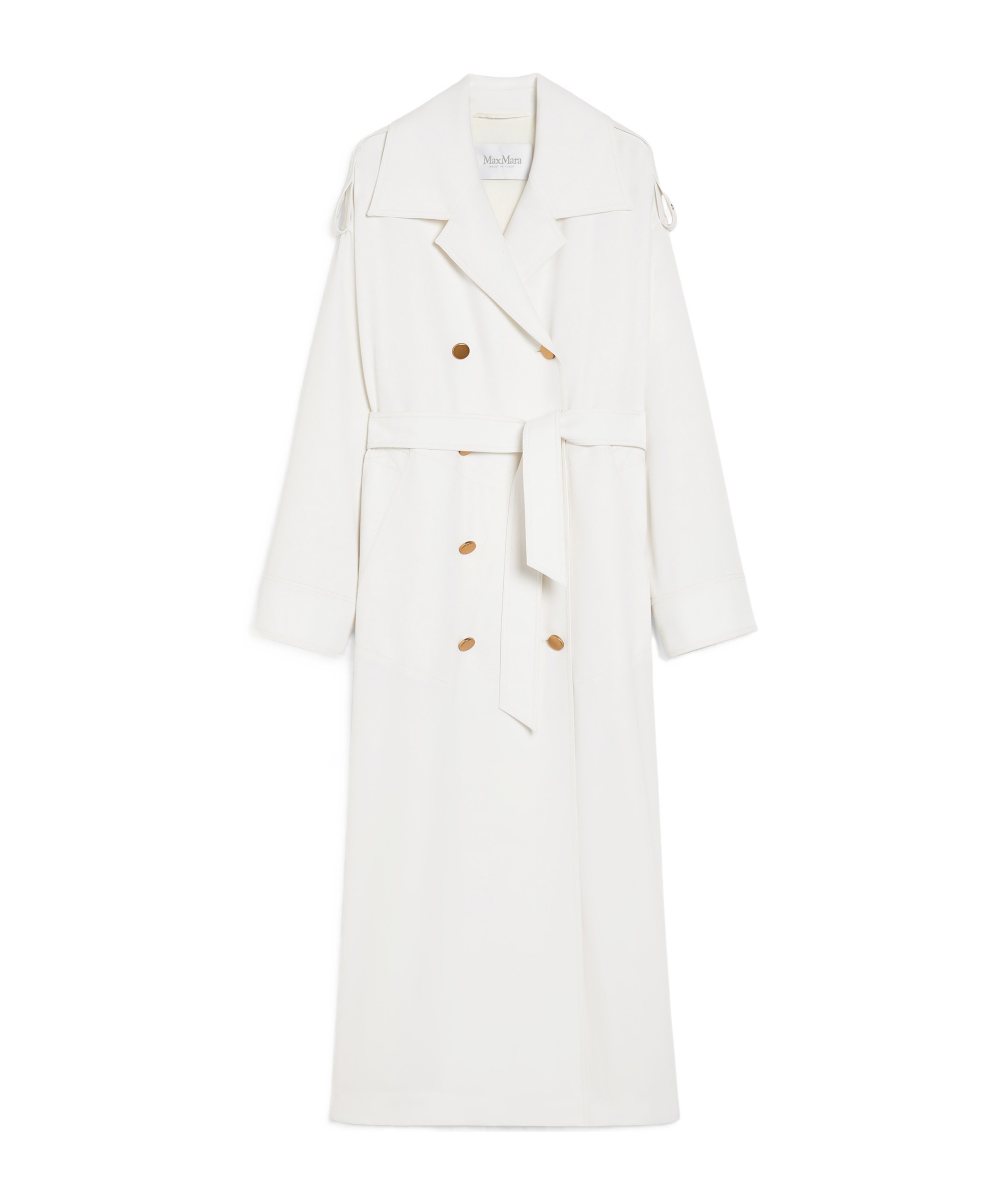 Shop Max Mara Double-breasted Wool Trench Coat In White