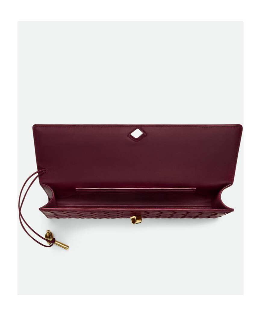 Bottega Veneta Long Andiamo Intrecciato Clutch Bag In Red
