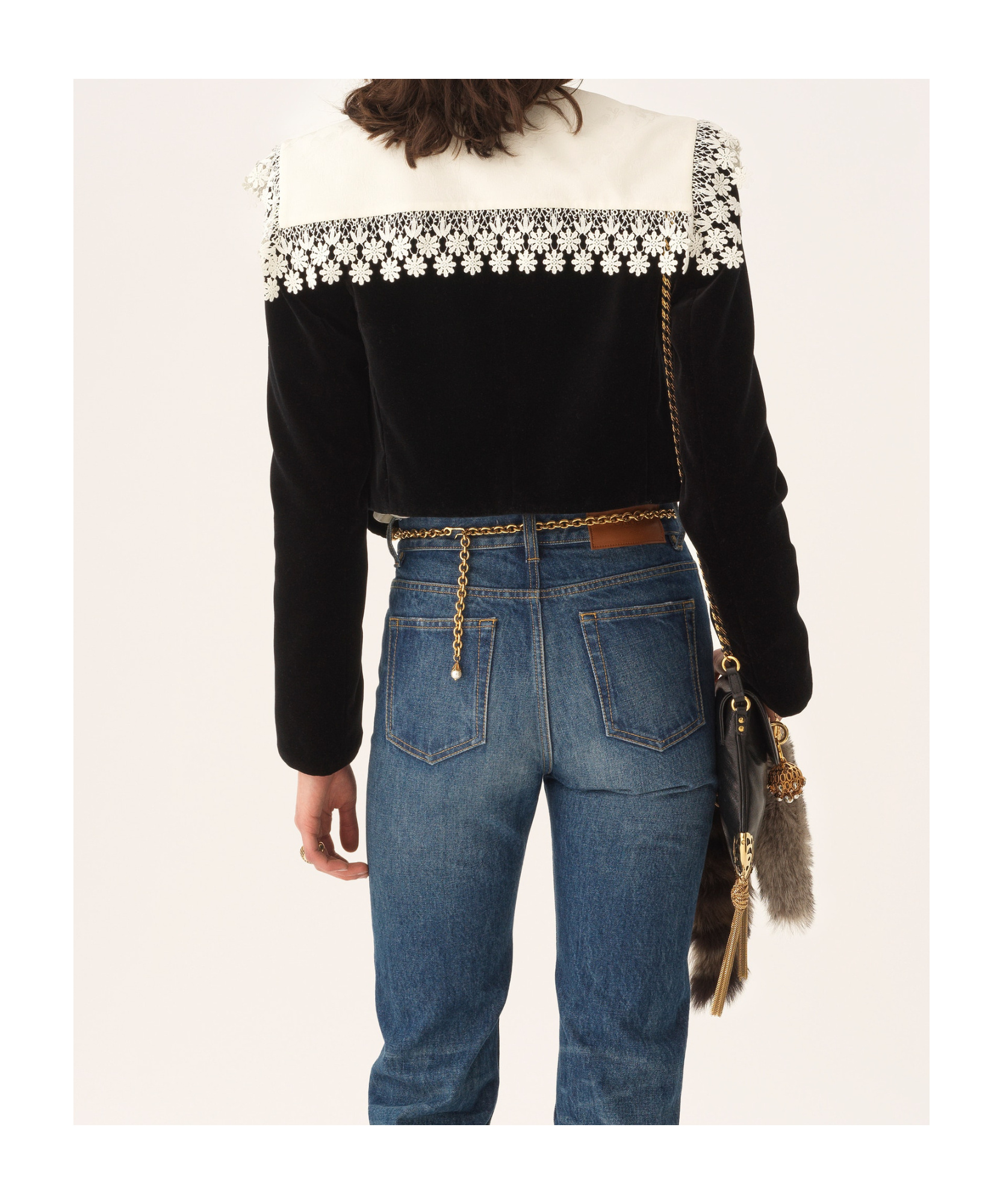 Chloé Cropped Spencer Jacket In Velvet In Black