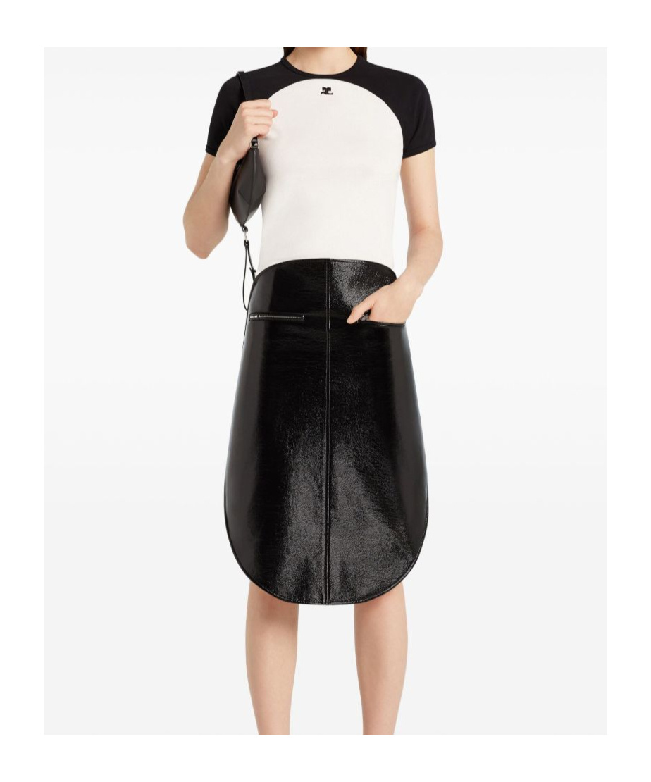 Courrèges Circle Contrast Cotton Jersey T-shirt In White