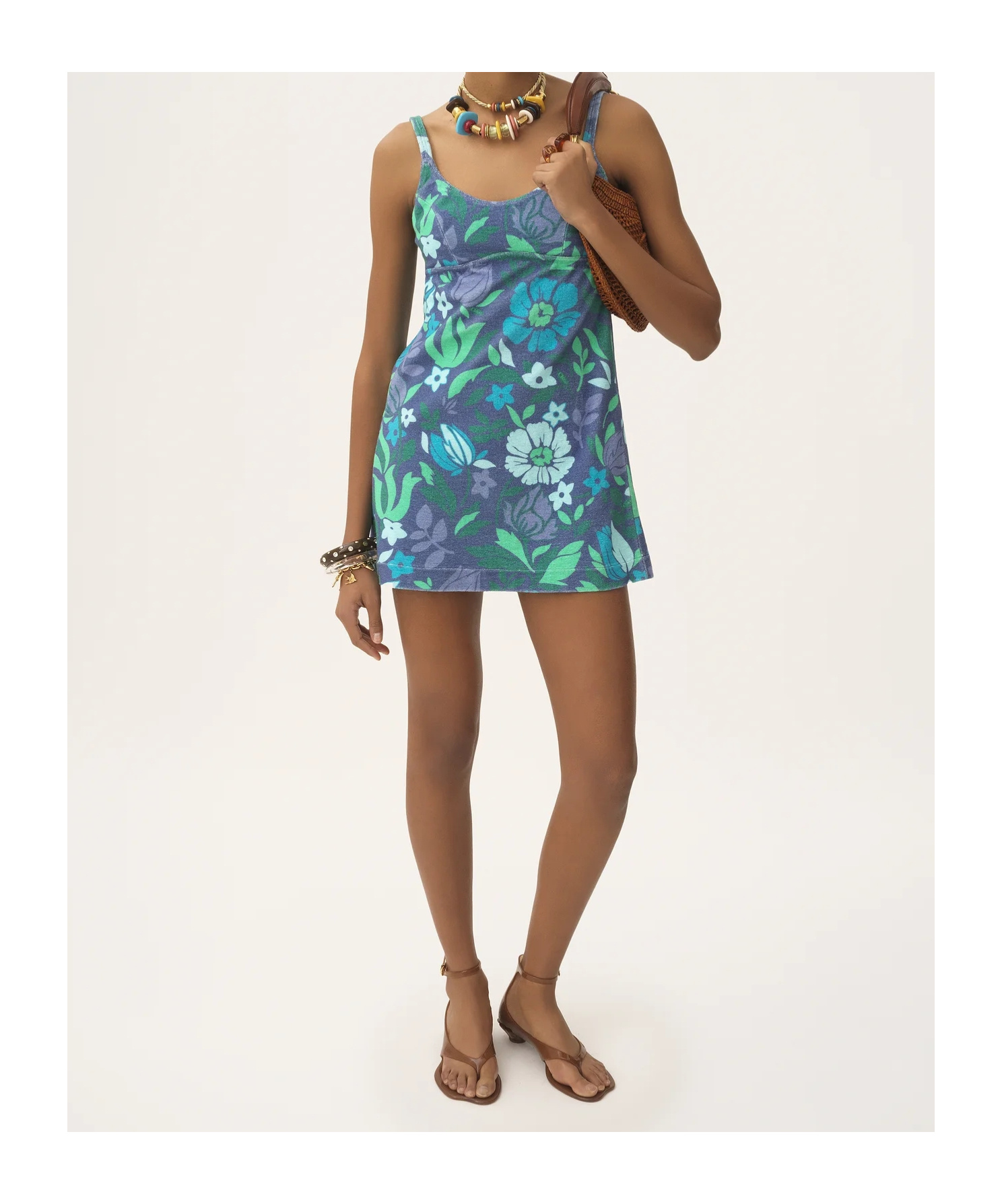 Chloé Printed Cotton-jersey Mini Dress In Blue