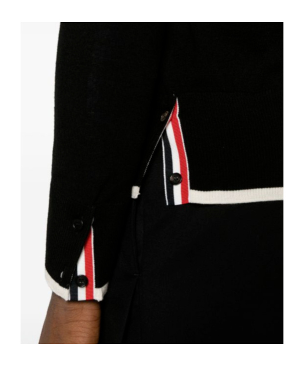 Thom Browne 4-bar Cotton Cardigan For In Black