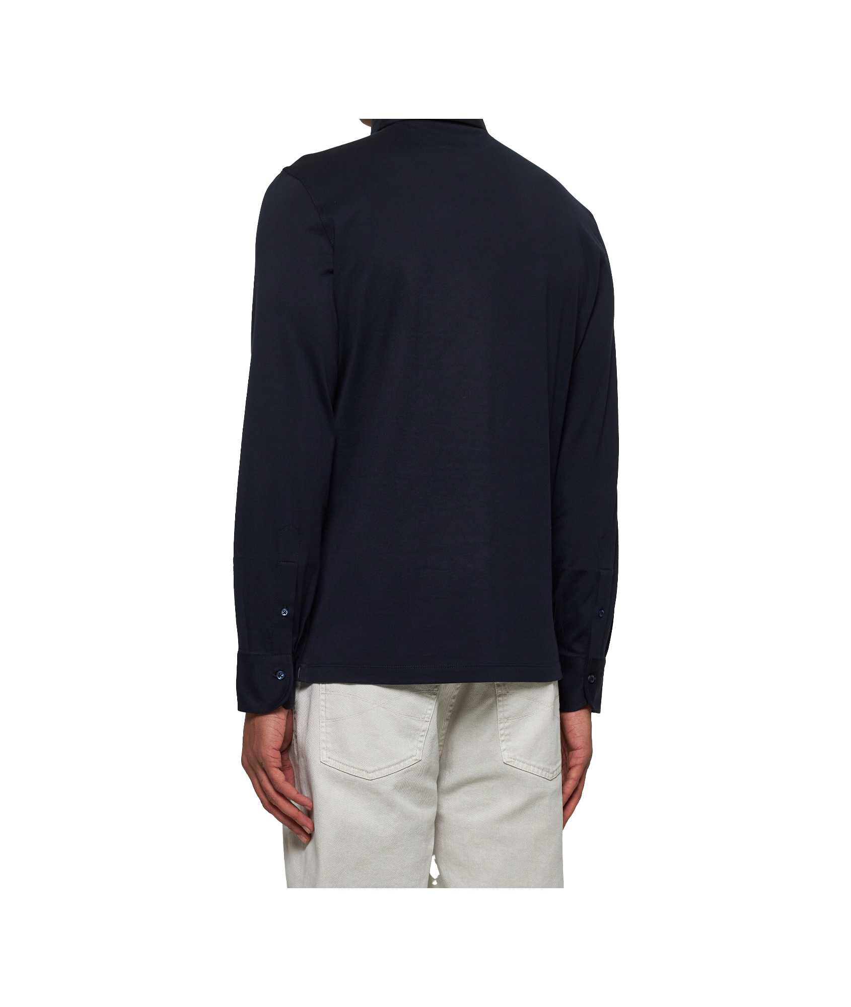Brunello Cucinelli Long-sleeved Cotton Polo Shirt In Black