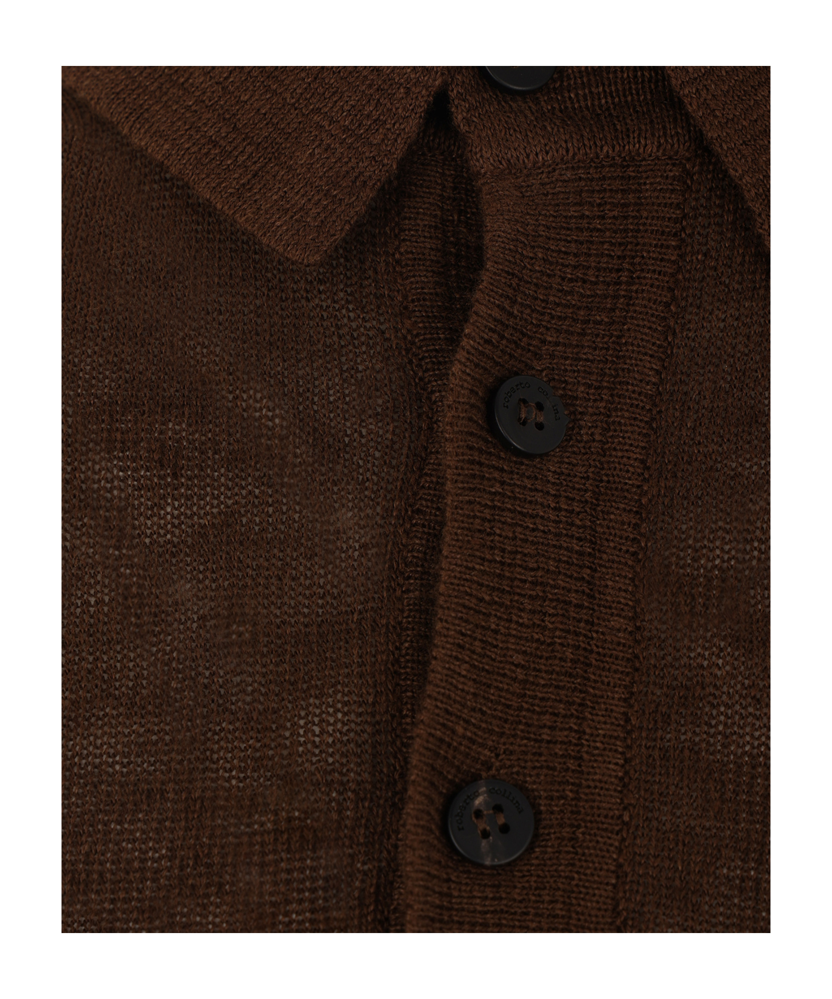 Roberto Collina Linen Knit Polo Shirt In Black