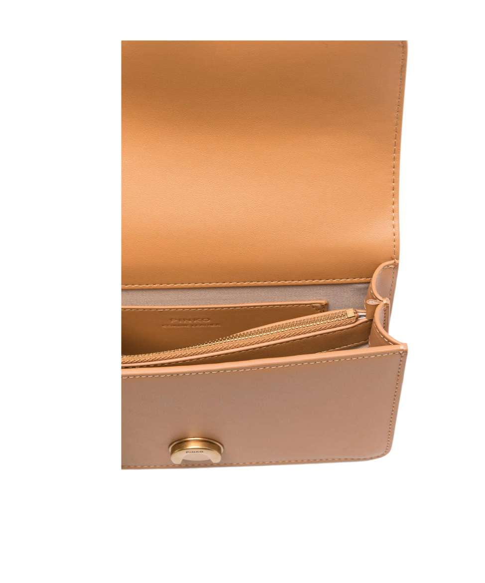 Shop Pinko Mini Love One Cross Body Bag In Nude