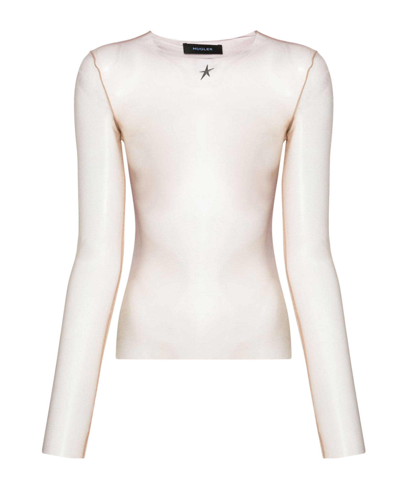 Mugler Gradient-effect Mesh Top In White
