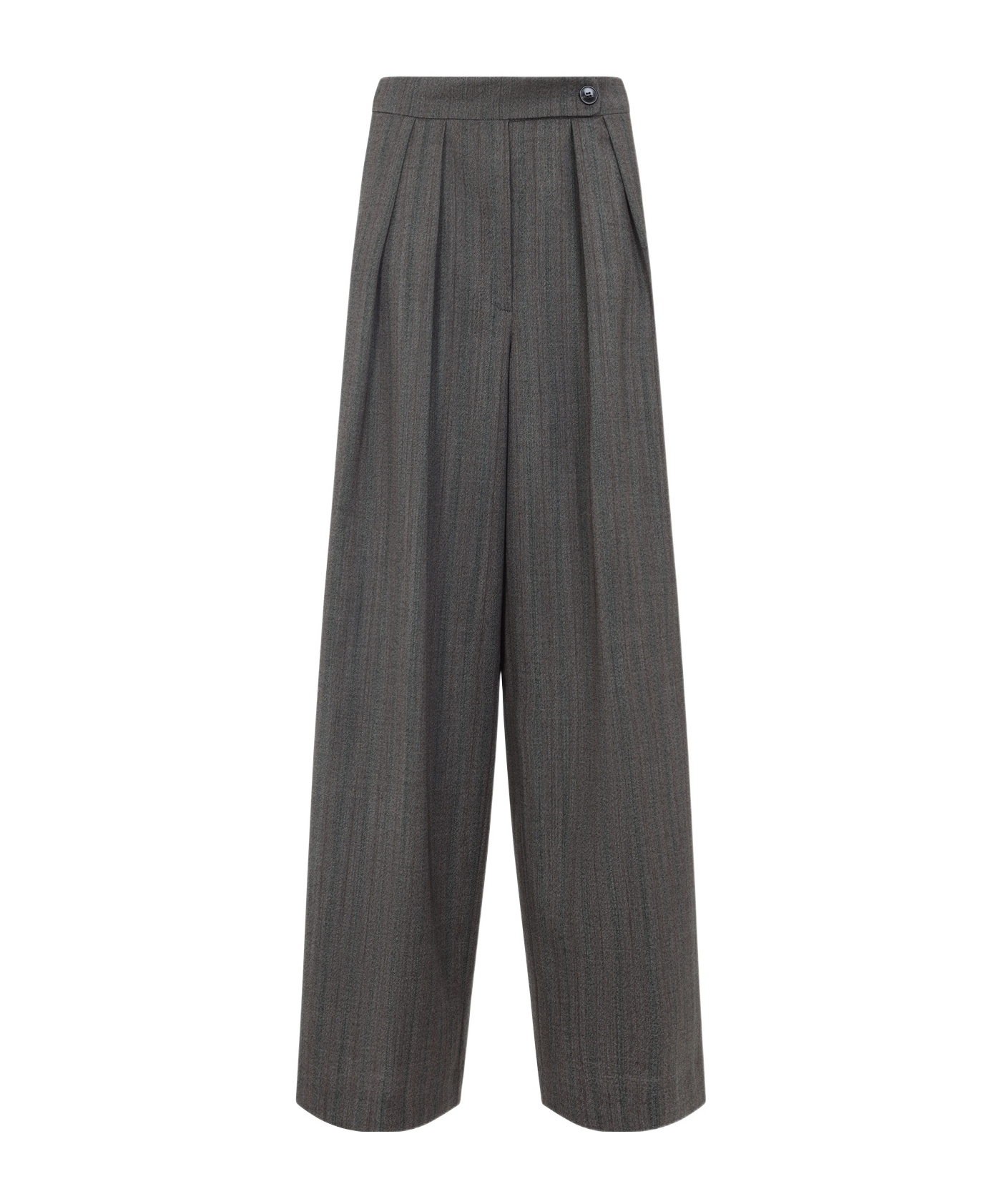 Dries Van Noten High Waist Wide Leg Trousers With Button Detail In Gray