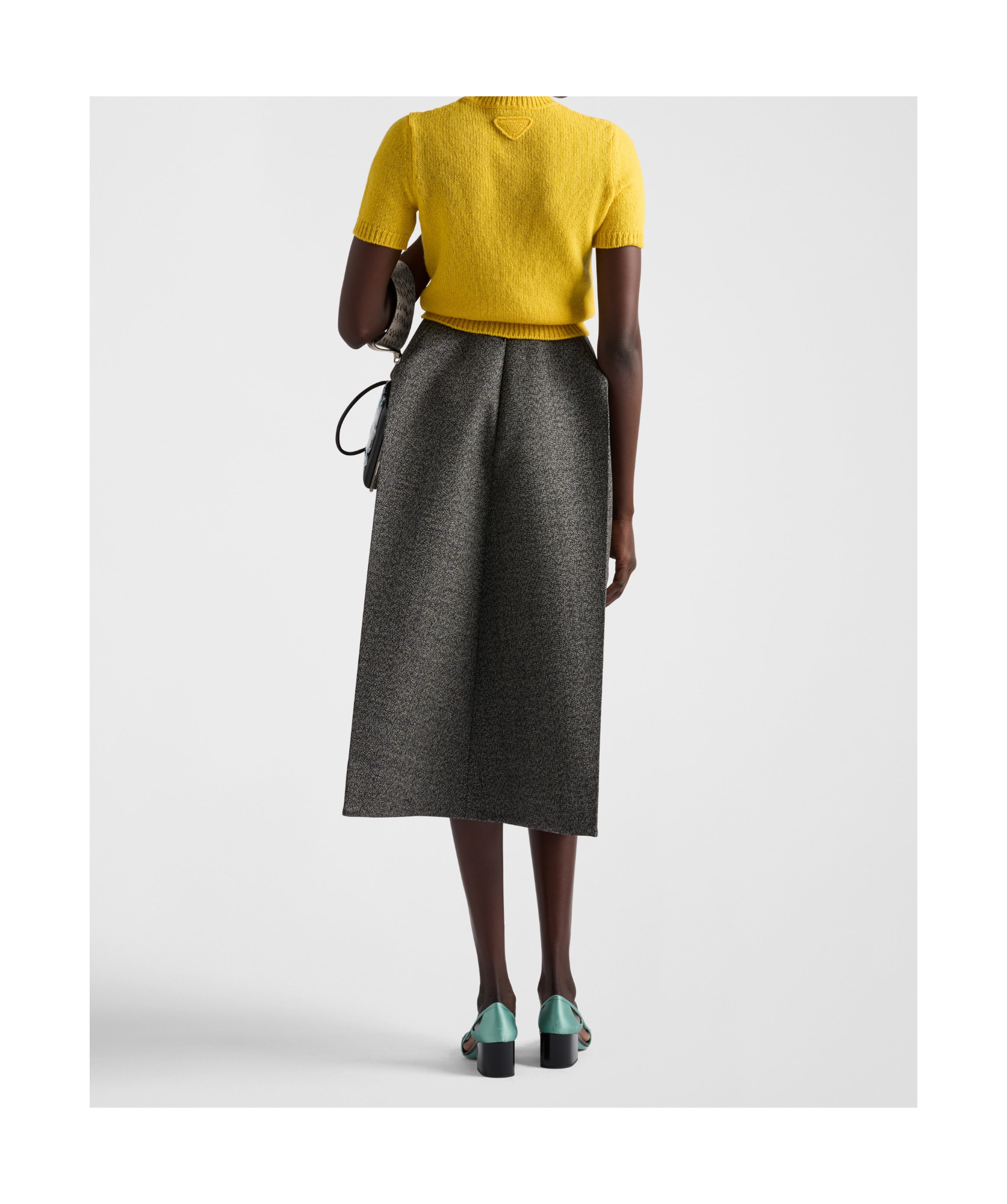 Prada Logo Wool Mid-length Skirt In Black