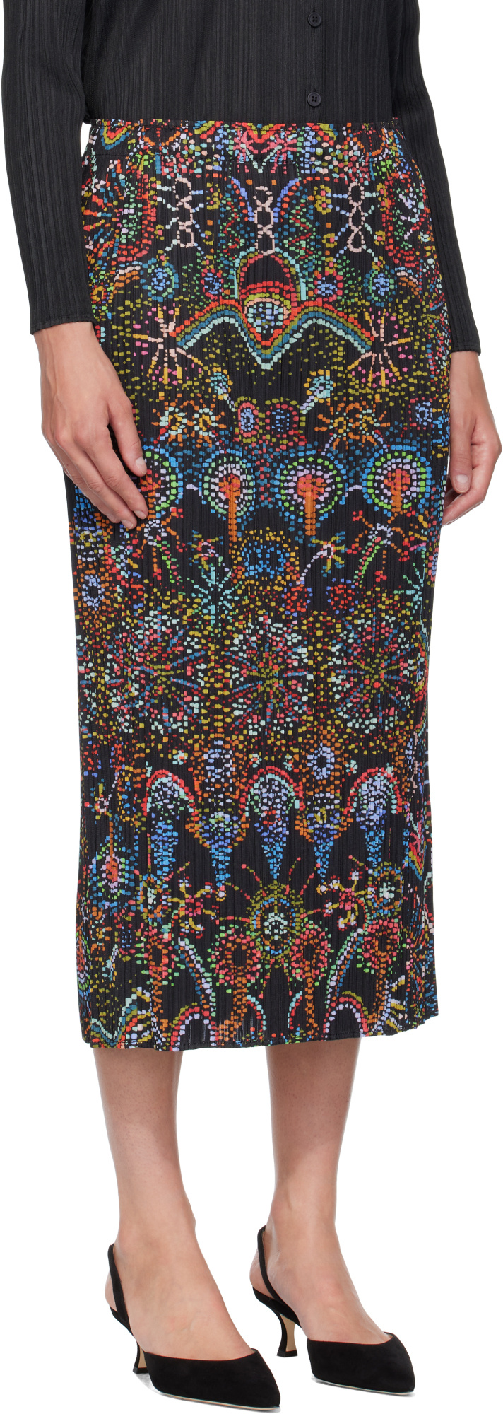 Issey Miyake Black Light Festival Midi Skirt In Black
