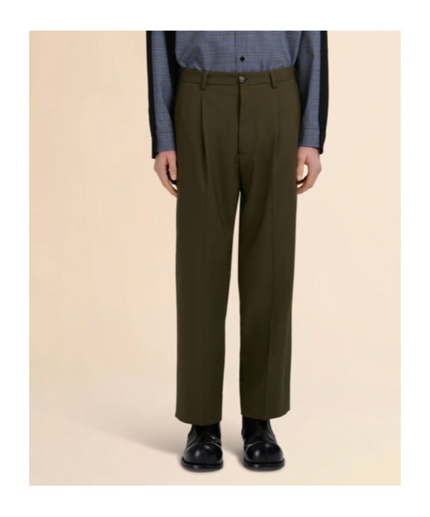 Marni Deep Green Wool Trousers In Green