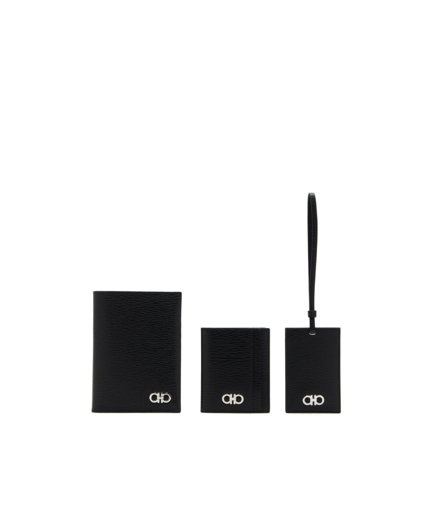 Ferragamo Logo Leather Wallet (set Of Three) In Black