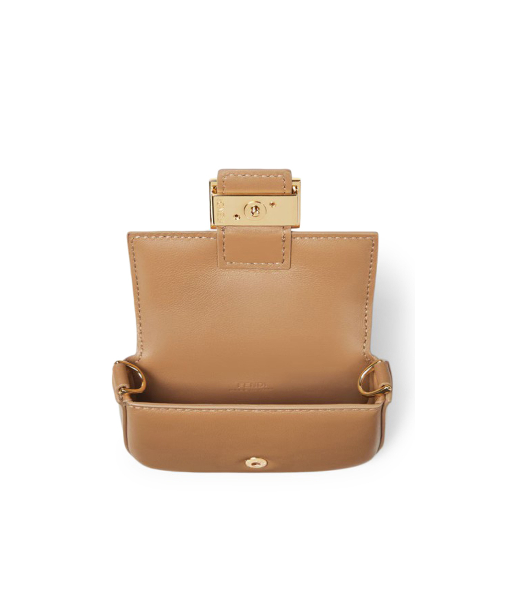 Fendi Nano Baguette Charm In Beige Nappa In Sand