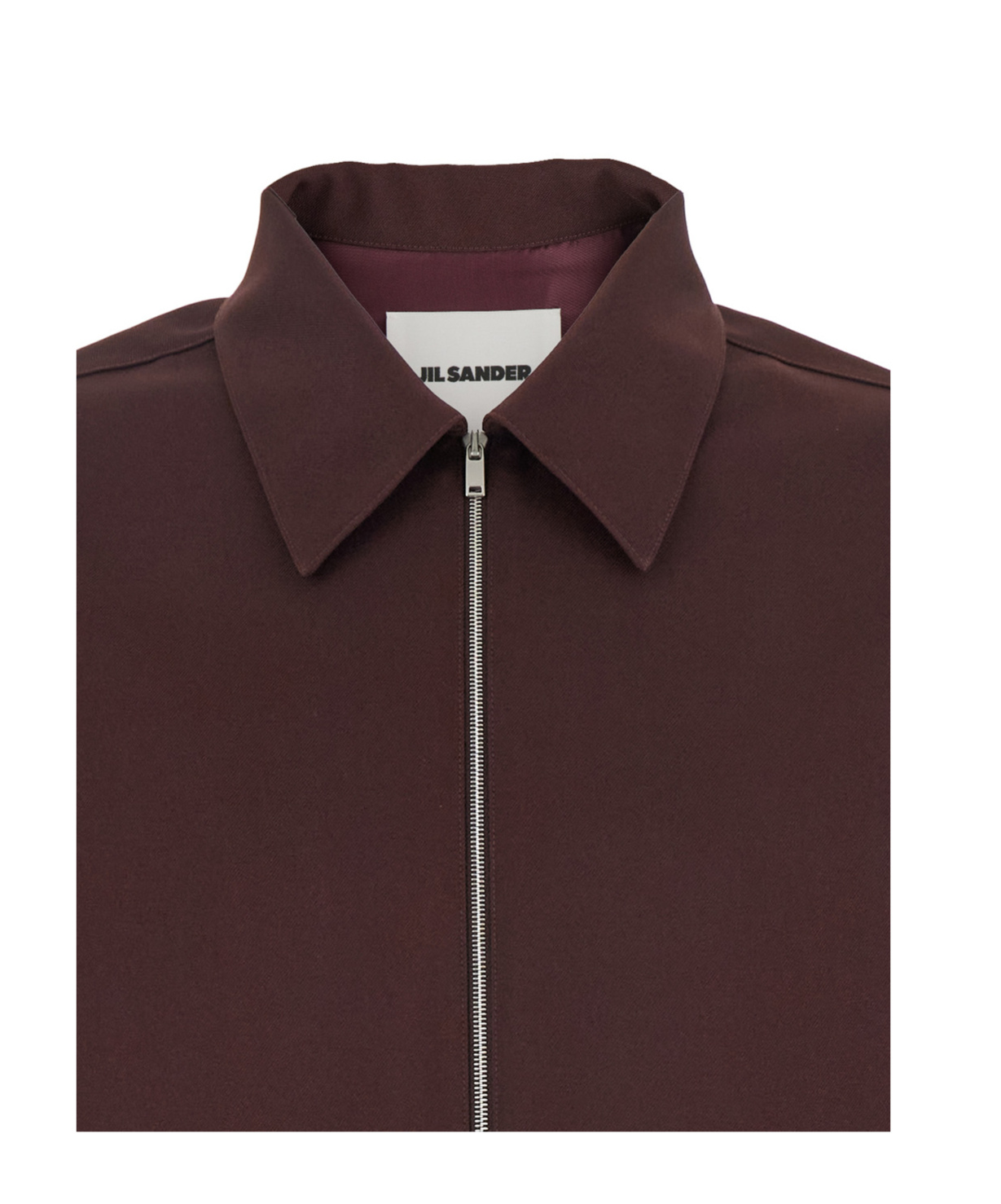 Jil Sander Bordeaux Shirt With Classic Collar And Front Zip Closure In Tech Fabric Man In Burgundy