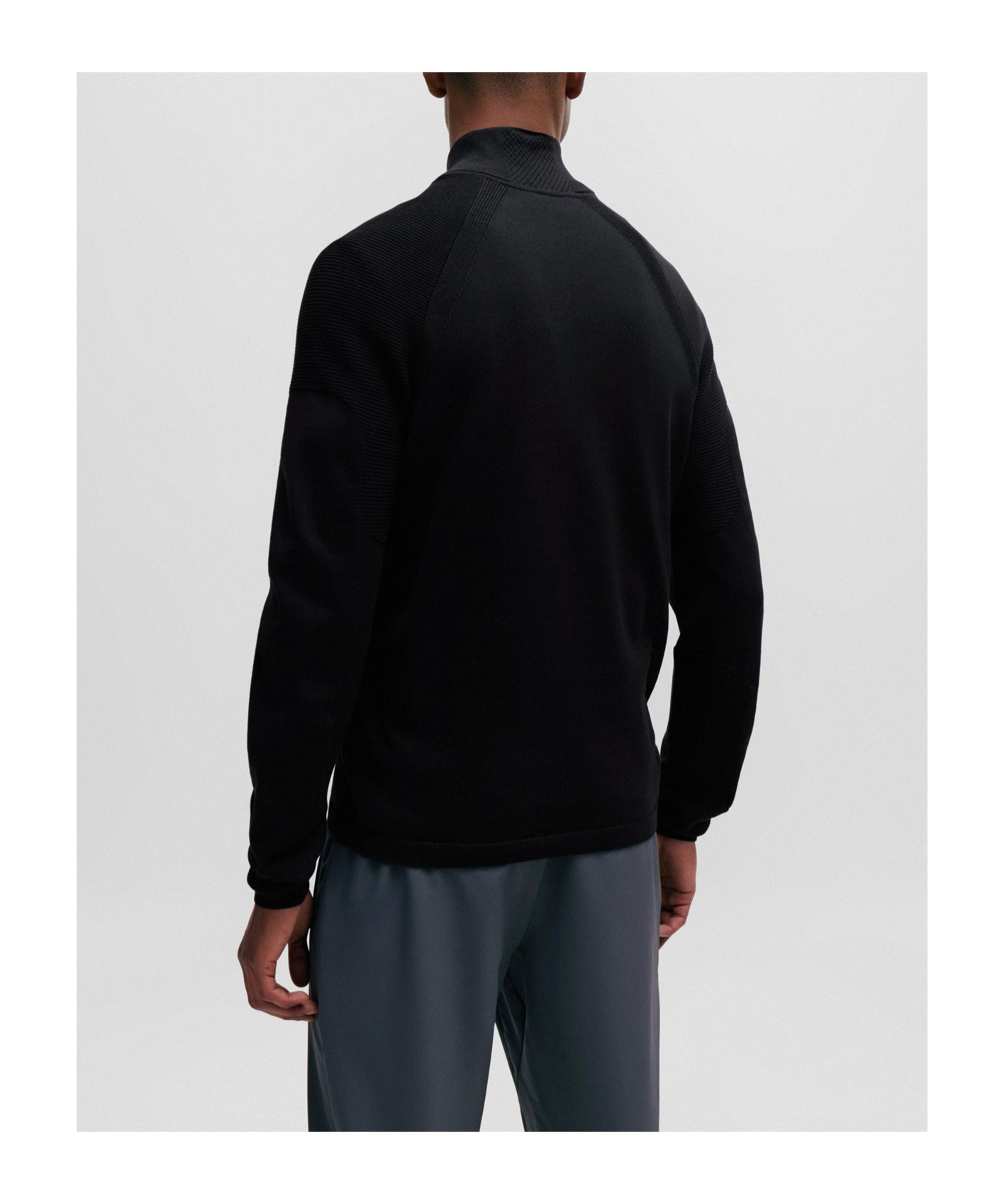 Hugo Boss Blended Zipper Collar Sweater In Black