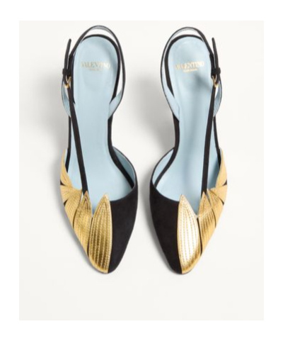 Shop Valentino Foliefoliage Suede Slingback Pump 90mm In Multicolor
