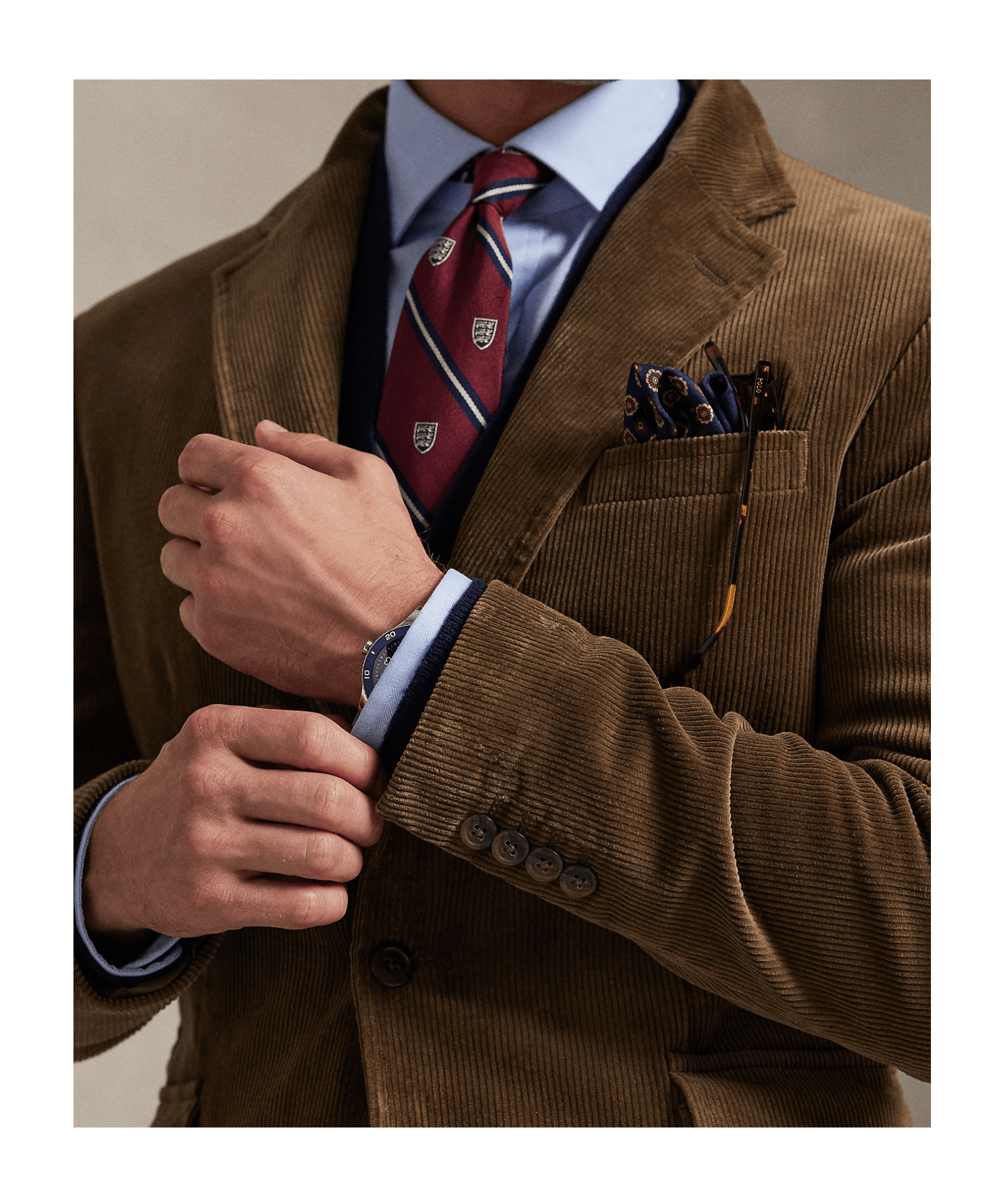 Polo Ralph Lauren Corduroy Single-breasted Blazer In Brown