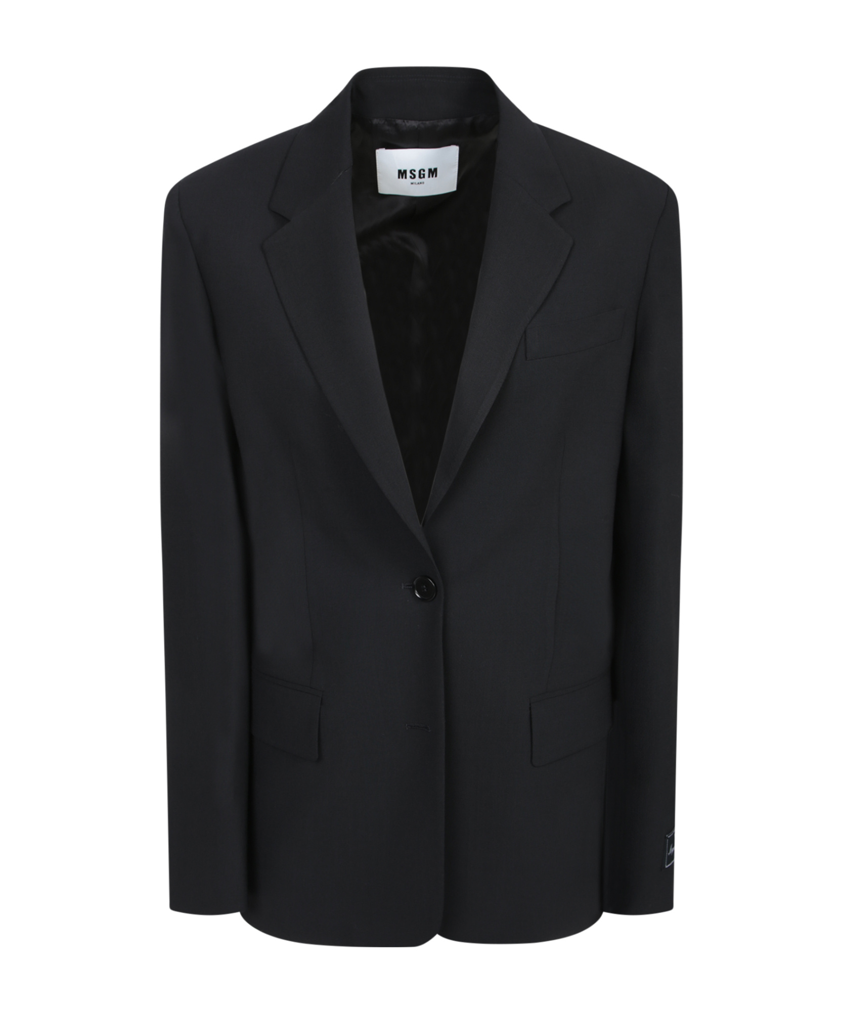 Msgm Tailored Black Jacket With Single Button Closure In Black