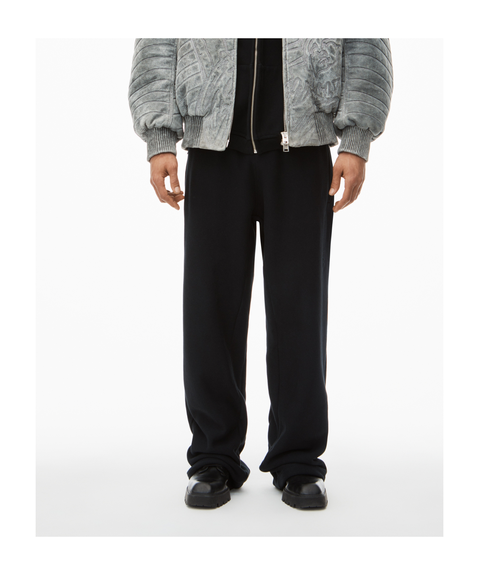 Alexander Wang Logo-embossed Straight-leg Track Pants In Black