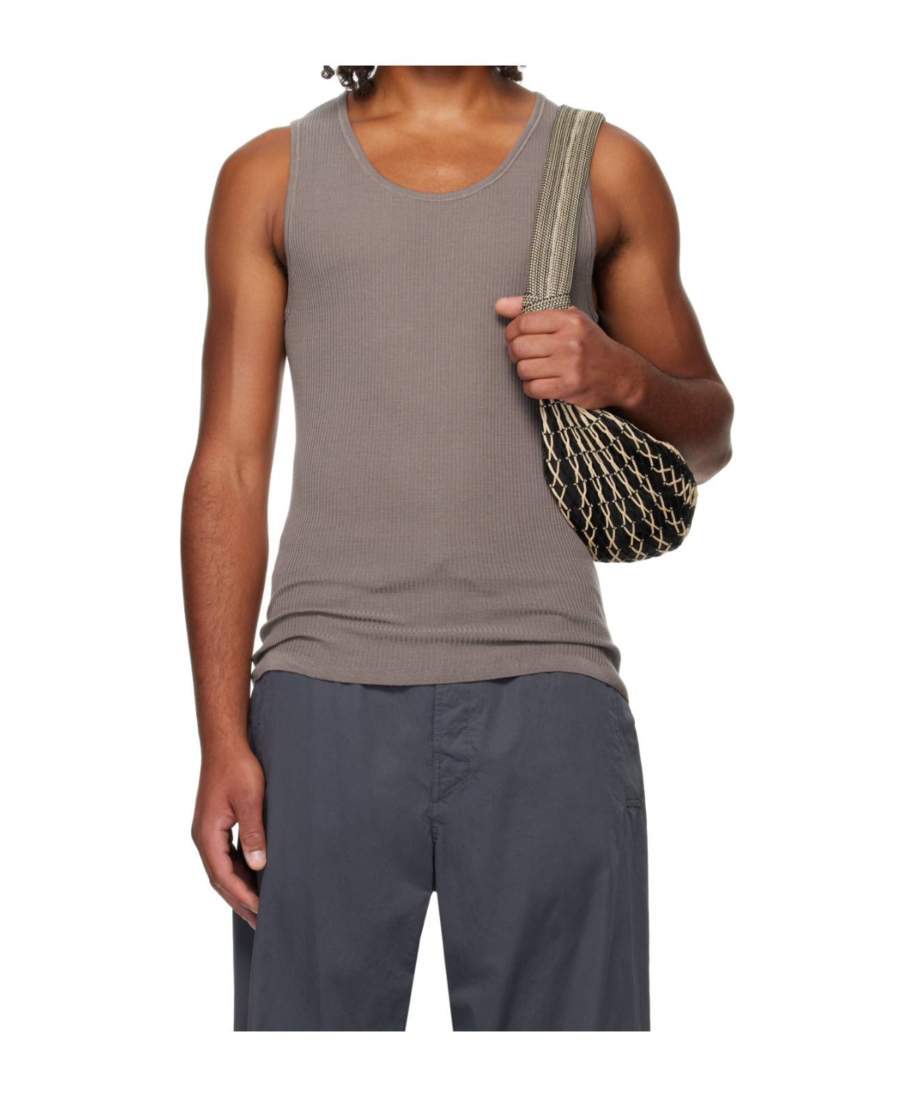 Lemaire Ribbed Crewneck Tank Top In Gray