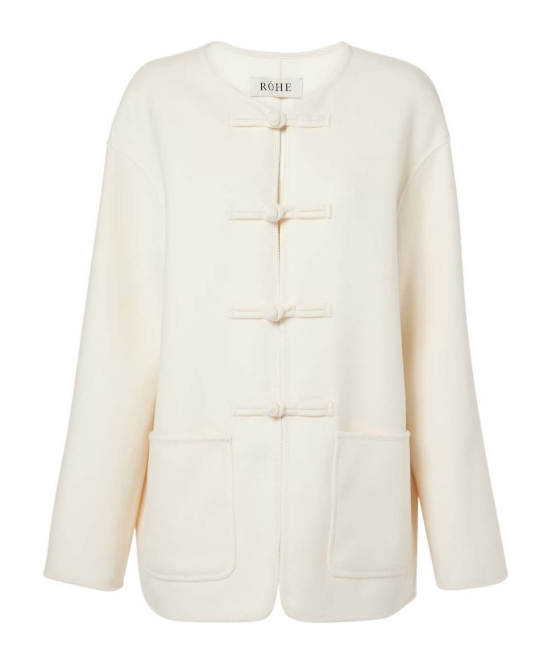 Rohe Mandarin Double-faced Wool Jacket Off White In Metallic