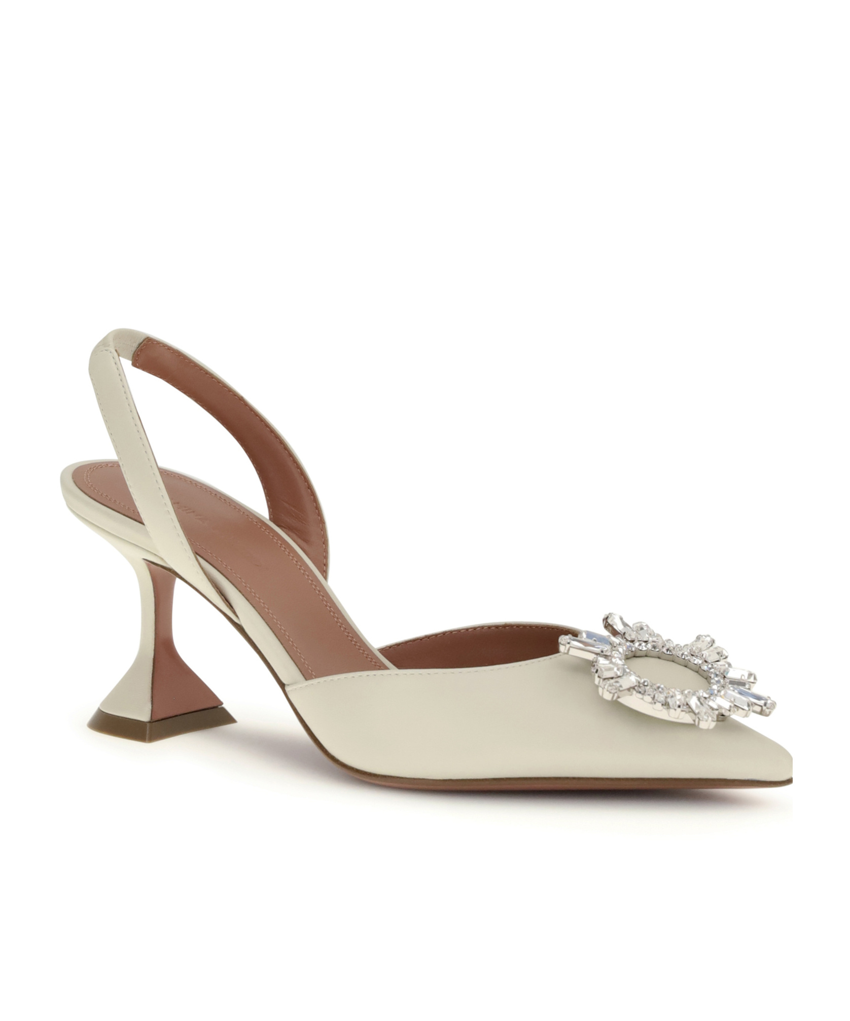 Amina Muaddi Scarpe Con Tacco Begum In Pelle Avorio Donna In Neutral