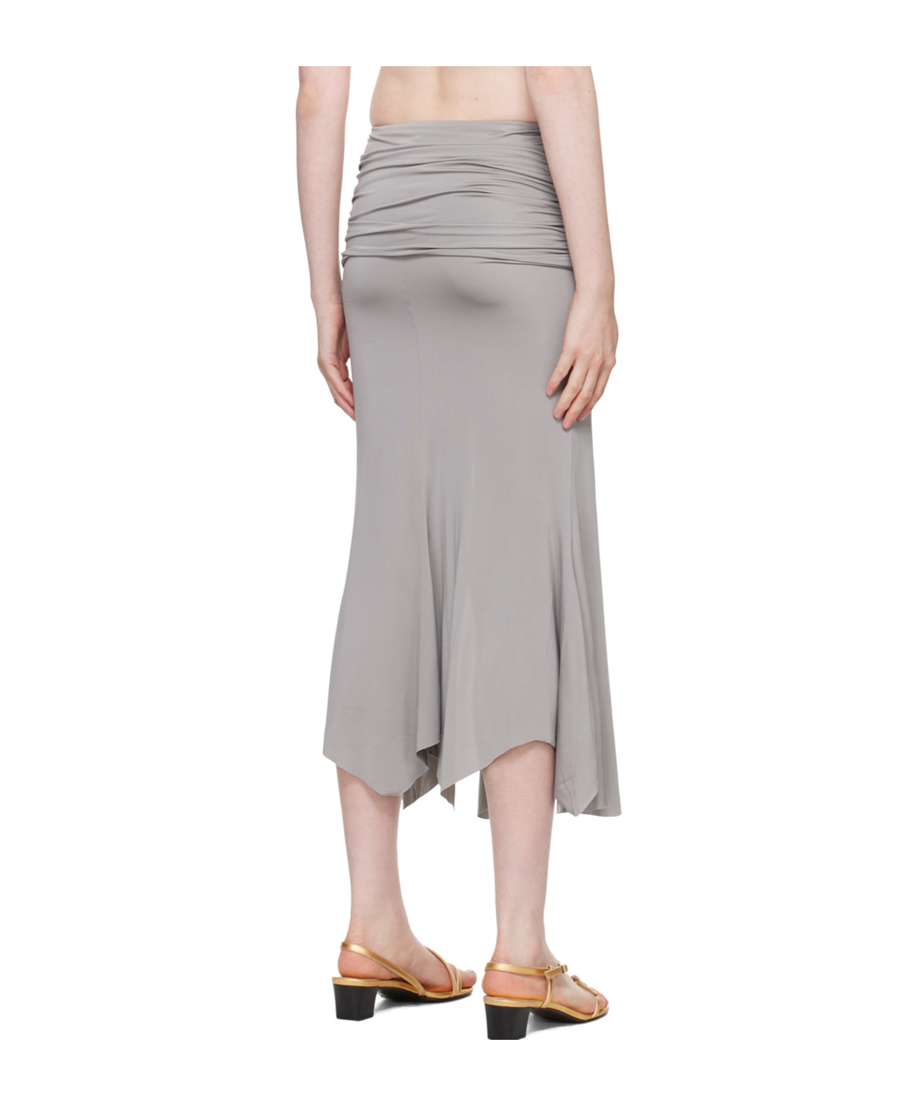 Gimaguas Ruched Asymmetric Midi Skirt In Grey