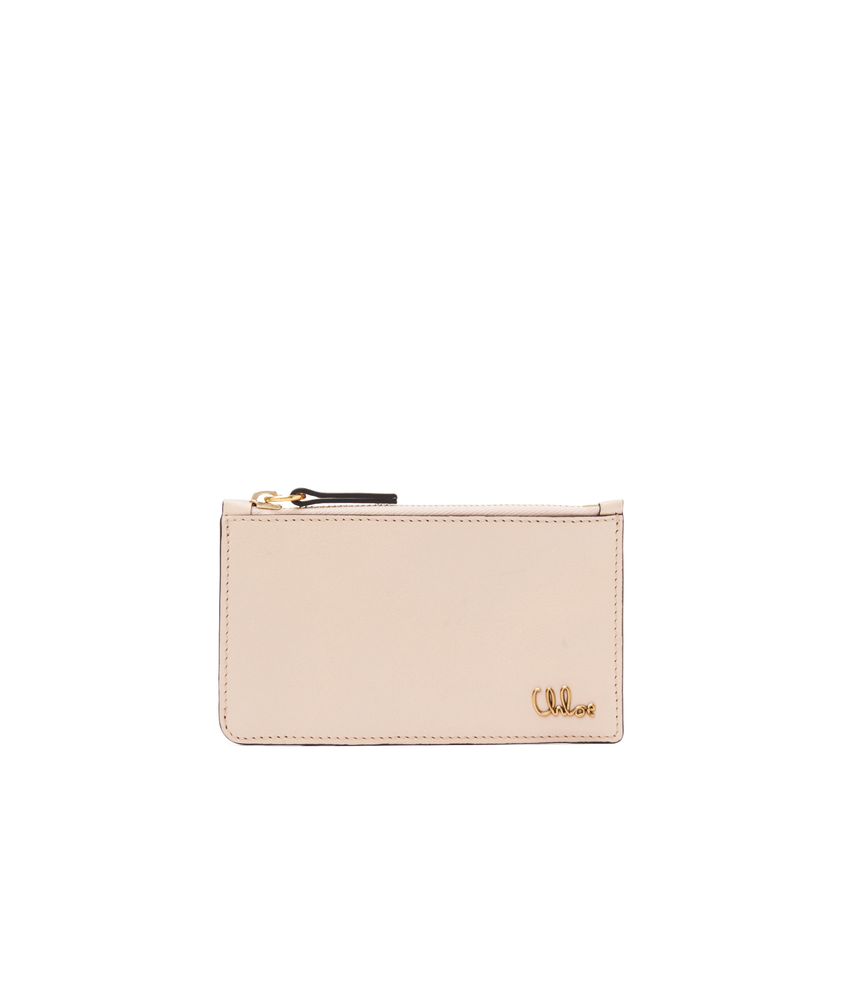 Chloé Iconic Logo Zip-around Leather Wallet In Nude