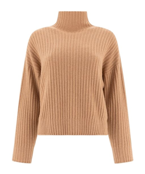 Peserico Turtleneck Sweater With Metallic Lurex In Brown