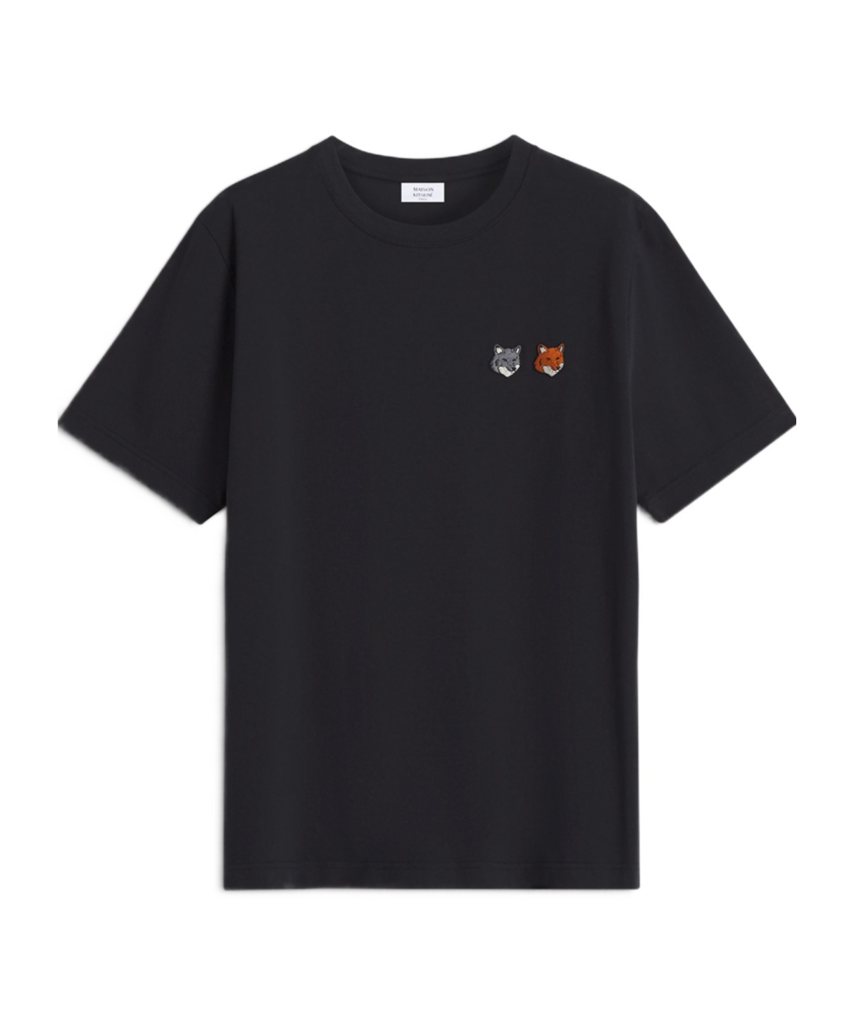 Maison Kitsuné Double Fox Patch Cotton Jersey T-shirt In Black
