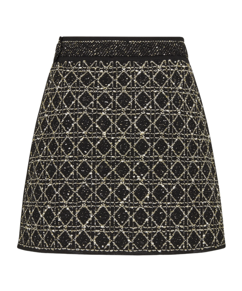 Dior Rattan Check Mini Skirt In Black