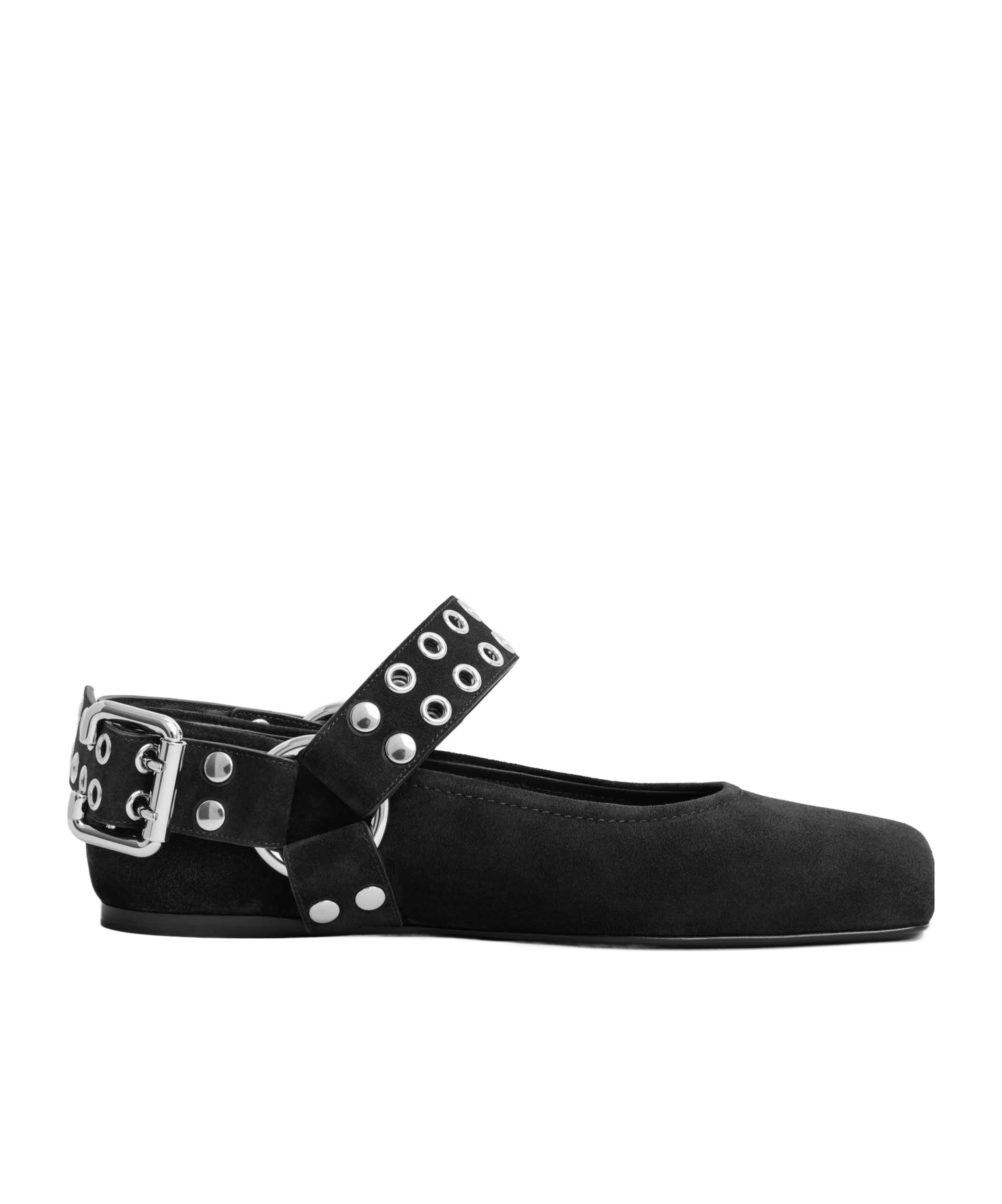 ALAÏA BIKER BALLET FLATS IN SUEDE