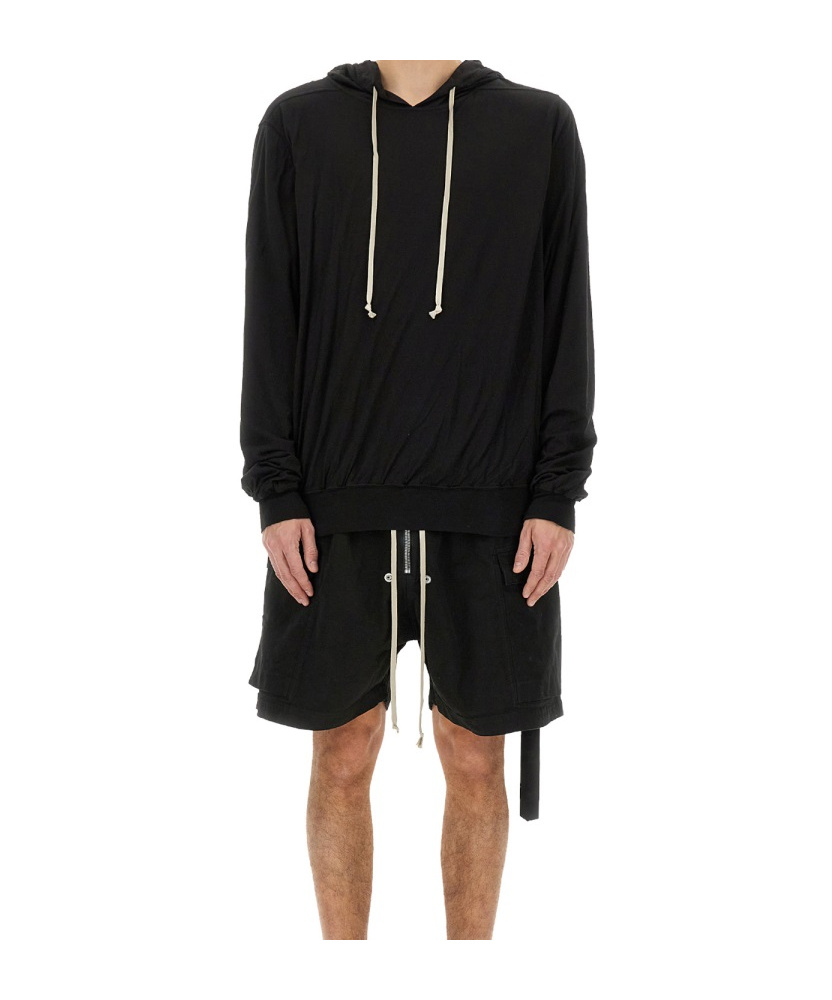 Rick Owens Drkshdw Asymmetrical Hem Long Sleeve Hoodie In Black