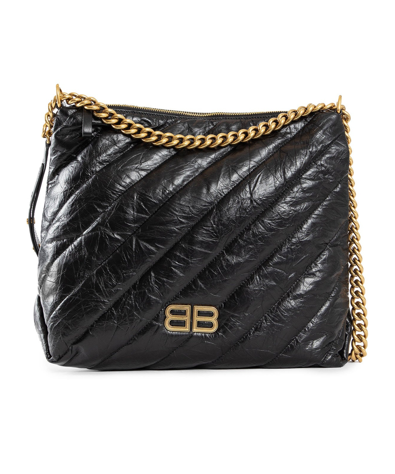 Balenciaga Women Crush Zipped Hobo Bag In Black