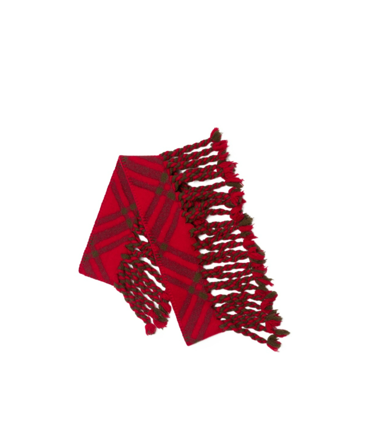 Burberry Check Wool Scarf In Red