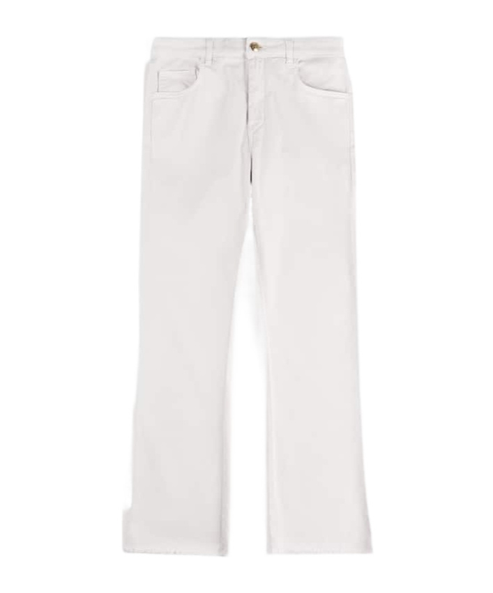 Fay Straight-leg Beige Pants With Flared Hem In White